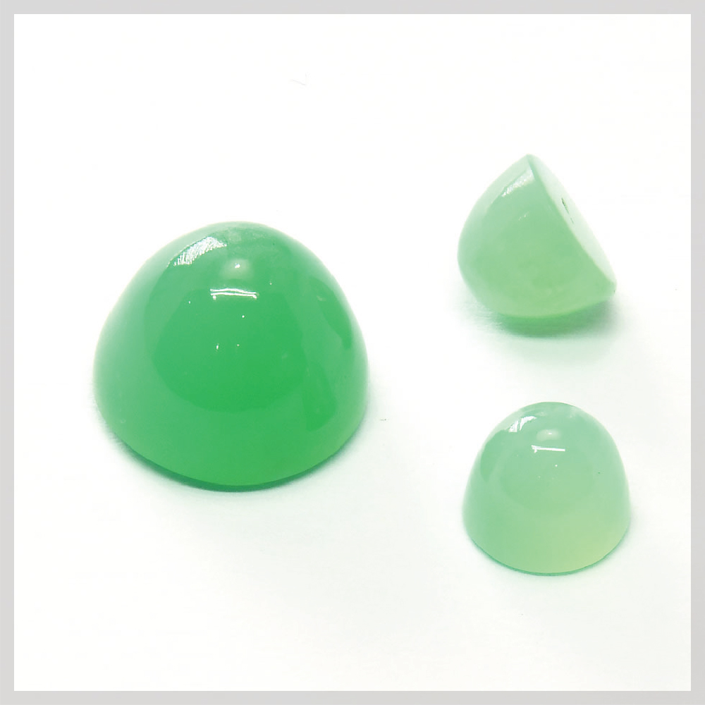Chrysoprase bullet shaped high dome cabochons
