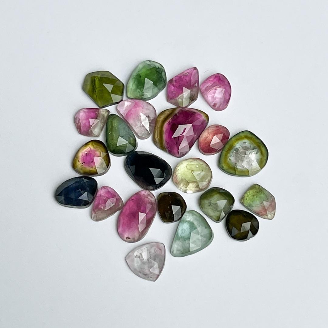 Multicolor tourmaline rose cuts for jewelry making projects