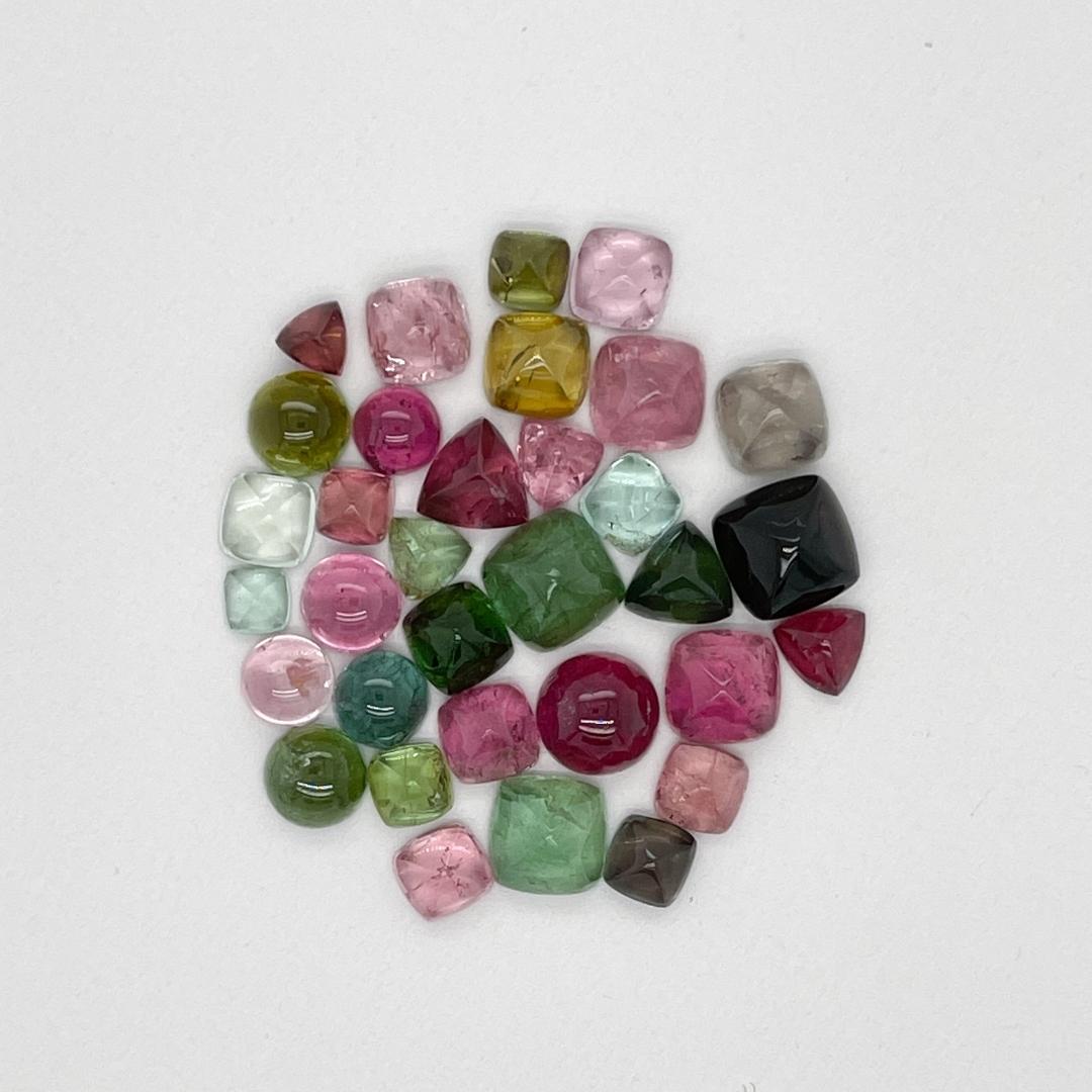 Multicolor tourmaline cabochons for jewelry making projects
