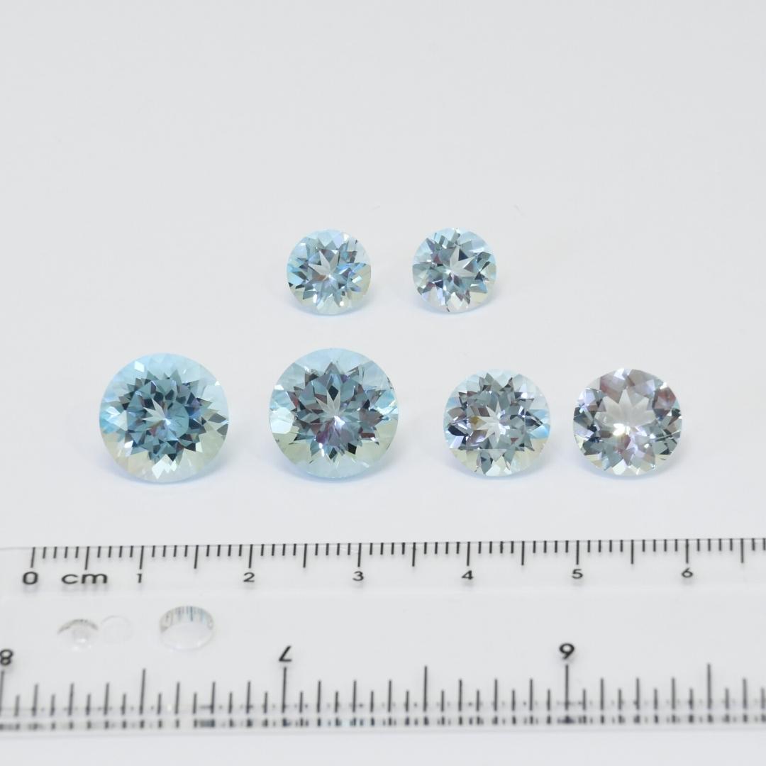 Blue topaz brilliant cut gemstone set in 8mm, 10mm and 12mm