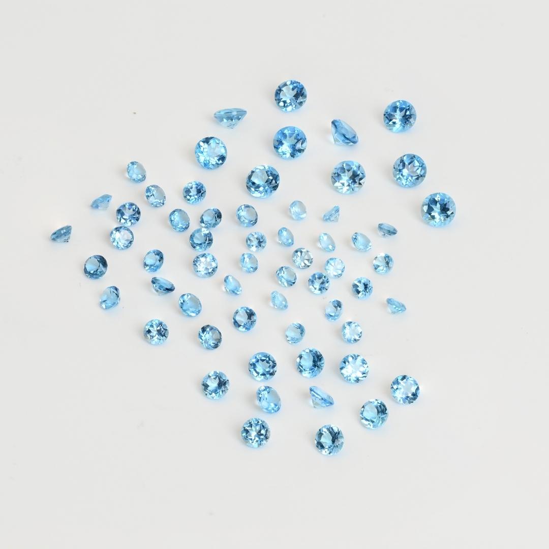 This parcel contains 60 brilliant cut topaz gemstones from 3 - 5mm in size