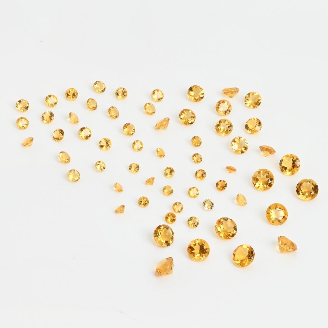 This parcel contains 60 brilliant cut citrines from 2.5 - 5mm in size