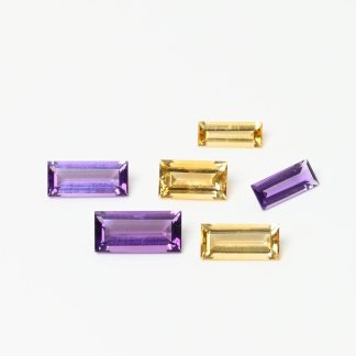 Amethyst and citrine baguette cuts