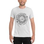 Unisex Tri Blend T-Shirt White Fleck Triblend Front (More Is More-Black Printing)