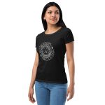 Womens Fitted T-Shirt Black Left Front (More Is More-White Printing)