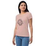 Womens Fitted T-Shirt Desert Pink Left Front (Metalsmith Academy-Black Printing)