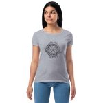 Womens Fitted T-Shirt Heather Gray Front (Metalsmith Academy-Black Printing)