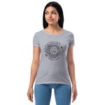 Womens Fitted T-Shirt Heather Gray Front (More Is More-Black Printing)