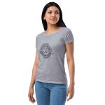 Womens Fitted T-Shirt Heather Gray Left Front (Metalsmith Academy-Black Printing)