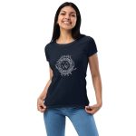 Womens Fitted T-Shirt Midnight Navy Front (Metalsmith Academy-White Printing)