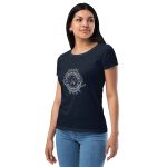 Womens Fitted T-Shirt Midnight Navy Left Front (Metalsmith Academy-White Printing)