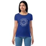 Womens Fitted T-Shirt Royal Front (More Is More-White Printing)