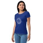Womens Fitted T-Shirt Royal Left Front (Metalsmith Academy-White Printing)