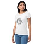 Womens Fitted T-Shirt White Left Front (Metalsmith Academy-Black Printing)
