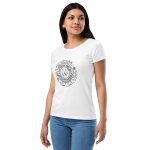 Womens Fitted T-Shirt White Left Front (More Is More-Black Printing)