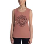 Womens Muscle Tank Mauve Front (More Is More-Black Printing)