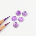Amethyst and mother of pearl round cabochon 10mm