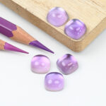 Amethyst and mother of pearl cushion cabochon 10mm