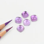 Amethyst and mother of pearl cushion cabochon 10mm