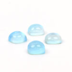 Blue topaz and mother of pearl cushion cabochon 10mm