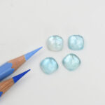 Blue topaz and mother of pearl cushion rose cut 10mm