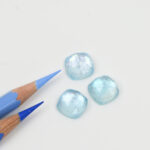 Blue topaz and mother of pearl cushion rose cut 12mm