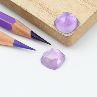 Lilac amethyst and mother of pearl cushion rose cut 12mm