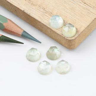 Green amethyst and mother of pearl round rose cut 8mm