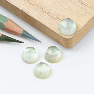 Green amethyst and mother of pearl round rose cut 10mm