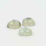 Green amethyst and mother of pearl cushion cabochon 12mm