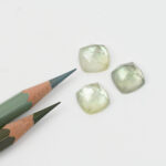Green amethyst and mother of pearl cushion rose cut 12mm