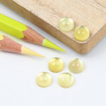 Lemon quartz and mother of pearl round cabochon 8mm