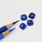 Rock crystal and lapis cushion rose cut 10mm