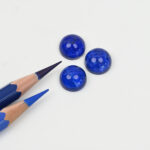 Rock crystal and lapis round cabochon 12mm
