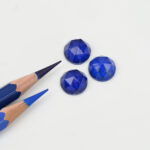 Rock crystal and lapis round rose cut 12mm