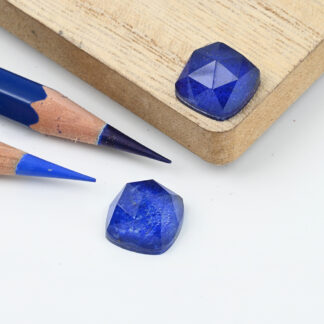 Rock crystal and lapis cushion rose cut 12mm