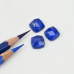 Rock crystal and lapis cushion rose cut 12mm
