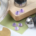 Amethyst and mother of pearl round cabochon 6mm